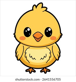 Cute baby chick vector isolated on white. Ideal for kids designs, Easter celebrations, and cheerful animal themed projects.