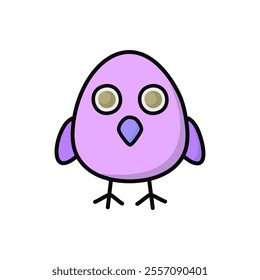 Cute baby chicken with bird face. Vector illustration.