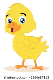 Cute baby chicken cartoon character vector illustration on white background
