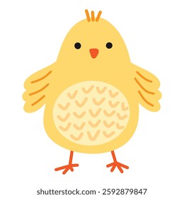 Cute baby chicken doodle simple naive style vector illustration. Farm animal bird kawaii character. Vector Easter clipart isolated on white background