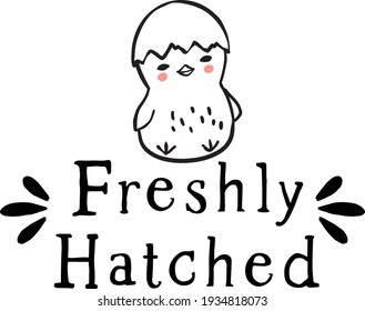 cute baby chicken line illustration