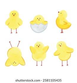Cute Baby Chicks – Watercolor Easter Illustration Set, Perfect for Easter decorations, greeting cards, kids' products, nursery prints, and spring-themed designs
