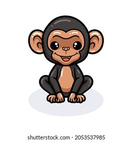 Cute baby chimpanzee cartoon sitting