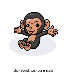 Cute baby chimpanzee cartoon sitting