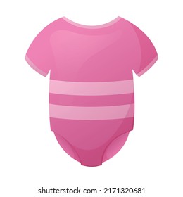 Cute Baby Clothes, Pink Girl Slip. Vector Cartoon Illustration.