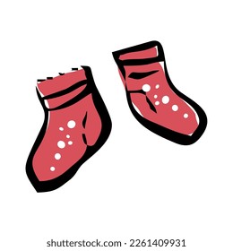 Cute baby clothes and shoes set in flat cartoon design. Newborn wardrobe for infant boy and girl.  isolated elements. Vector Illustration