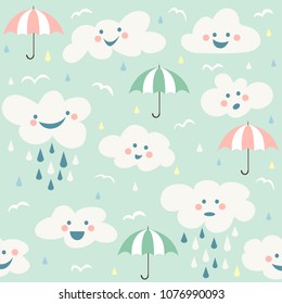 Cute baby cloud pattern vector seamless