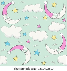 Cute baby cloud pattern vector seamless, baby shower invitation