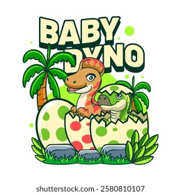 Cute Baby Corythosaurus Dinosaur Character Mascot in Vector Cartoon Illustration Design for kid, sticker, badge, patch, banner, greeting card