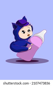 Cute baby with costume character design illustration