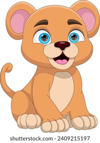 cute baby Cougars cartoon on white background 