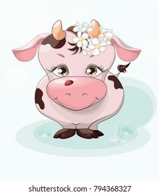 Cute baby cow cartoon
