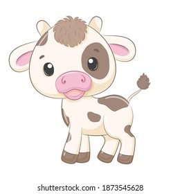 Cute baby cow cartoon illustration