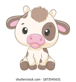 Cute baby cow cartoon illustration