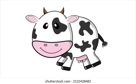 Cute baby cow cartoon isolated on white background . Animal short