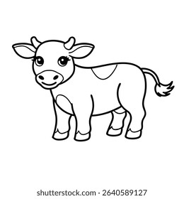 cute baby cow cartoon outline.