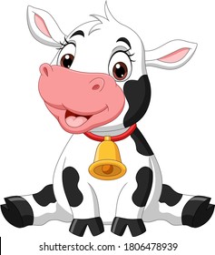 Cute baby cow cartoon sitting