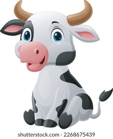 Cute baby cow cartoon sitting