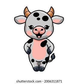 Cute baby cow cartoon standing