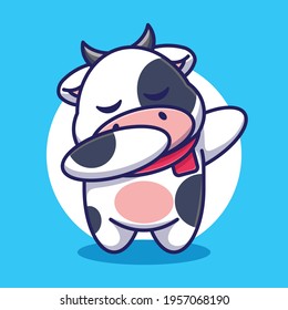 Cute baby cow dabbing cartoon