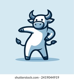 cute baby cow dancing cartoon character mascot