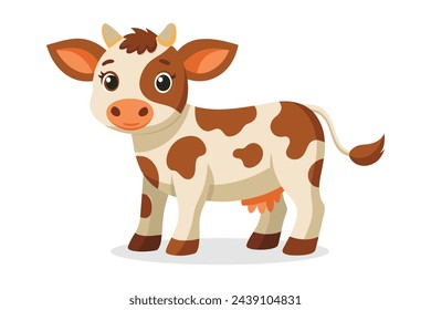 Cute Baby Cow flat animal vector pro style illustration