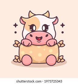 Cute baby cow hug pillow cartoon