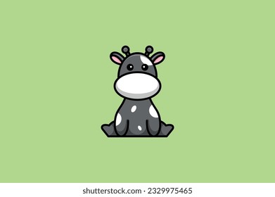 plantilla de diseño vectorial del logotipo de la vaca bebé linda