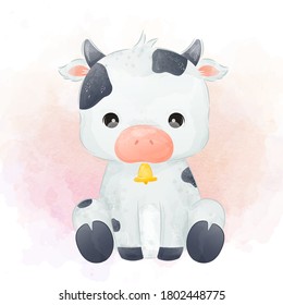 Cute Baby Cow Portrait Illustration