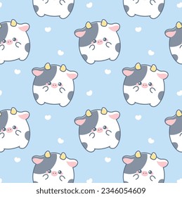 Cute baby cow seamless pattern