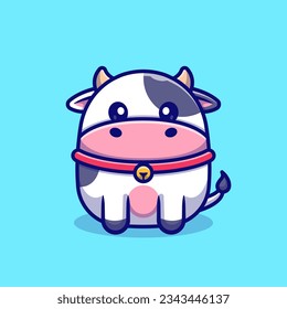 Cute Baby Cow Sitting Cartoon Vector Icon Illustration. Animal Nature Icon Concept Isolated Premium Vector. Flat Cartoon Style