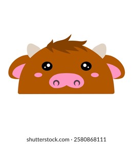 cute baby cow vector. Cute calf vector. drawing cartoon calf face, drawing cow face easy and simple full color