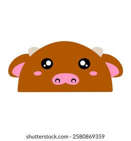 cute baby cow vector. Cute calf vector. drawing cartoon calf face, drawing cow face easy and simple full color