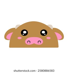 cute baby cow vector. Cute calf vector. drawing cartoon calf face, drawing cow face easy and simple full color