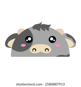 cute baby cow vector. Cute calf vector. drawing cartoon calf face, drawing cow face easy and simple full color