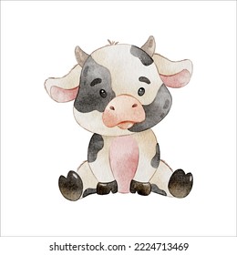 linda imagen de clipart de color de vaca bebé con fondo aislado