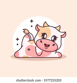 Cute baby cow yoga pose cartoon
