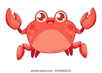 Cute baby crab on white background isolated. Vector illustration of sea life in childish style for prints, textiles, clothes, baby shower