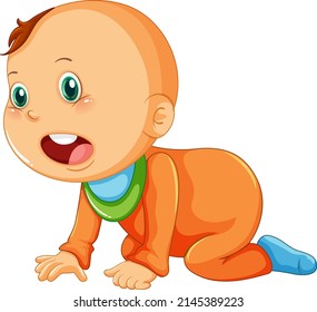 Cute baby crawling cartoon character illustration