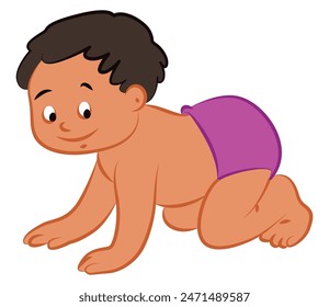 A cute baby crawling isolated on white background