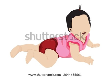 the cute baby crawling vector design