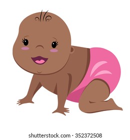 Cute baby crawling. Vector illustration on a white background.