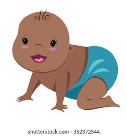 Cute baby crawling. Vector illustration on a white background.