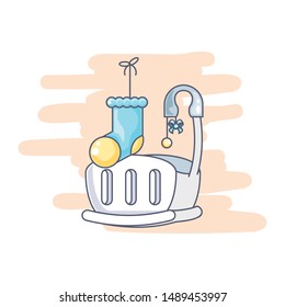 cute baby crib with sock hanging