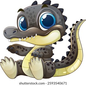 Cute baby crocodile with big eyes and smile