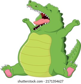 cute baby crocodile cartoon up on white background