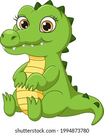 Cute baby crocodile cartoon sitting