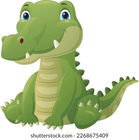 Cute baby crocodile cartoon sitting