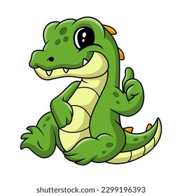 Cute baby crocodile cartoon sitting