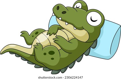 Cute baby crocodile cartoon sleeping